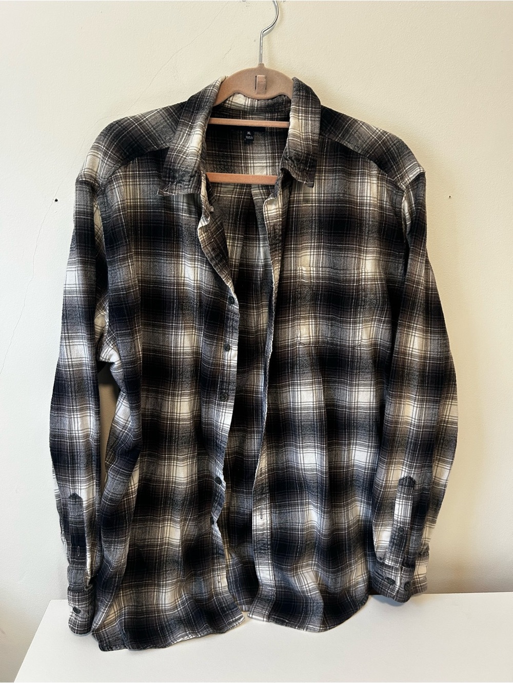 croft & barrow Black and White Plaid Flannel Button-Down